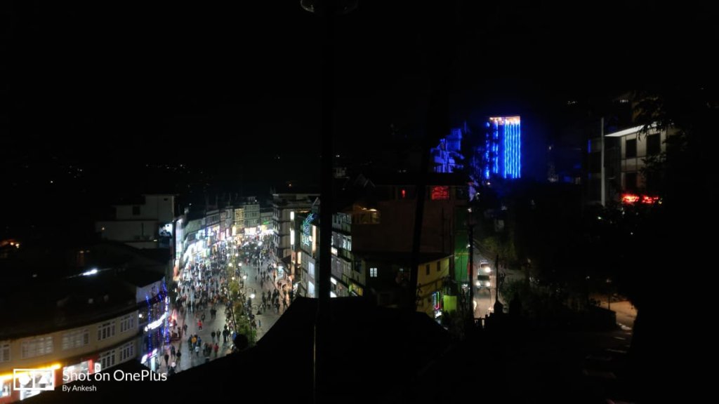MG Road, Gangtok, Sikkim, at night from the hilltop.